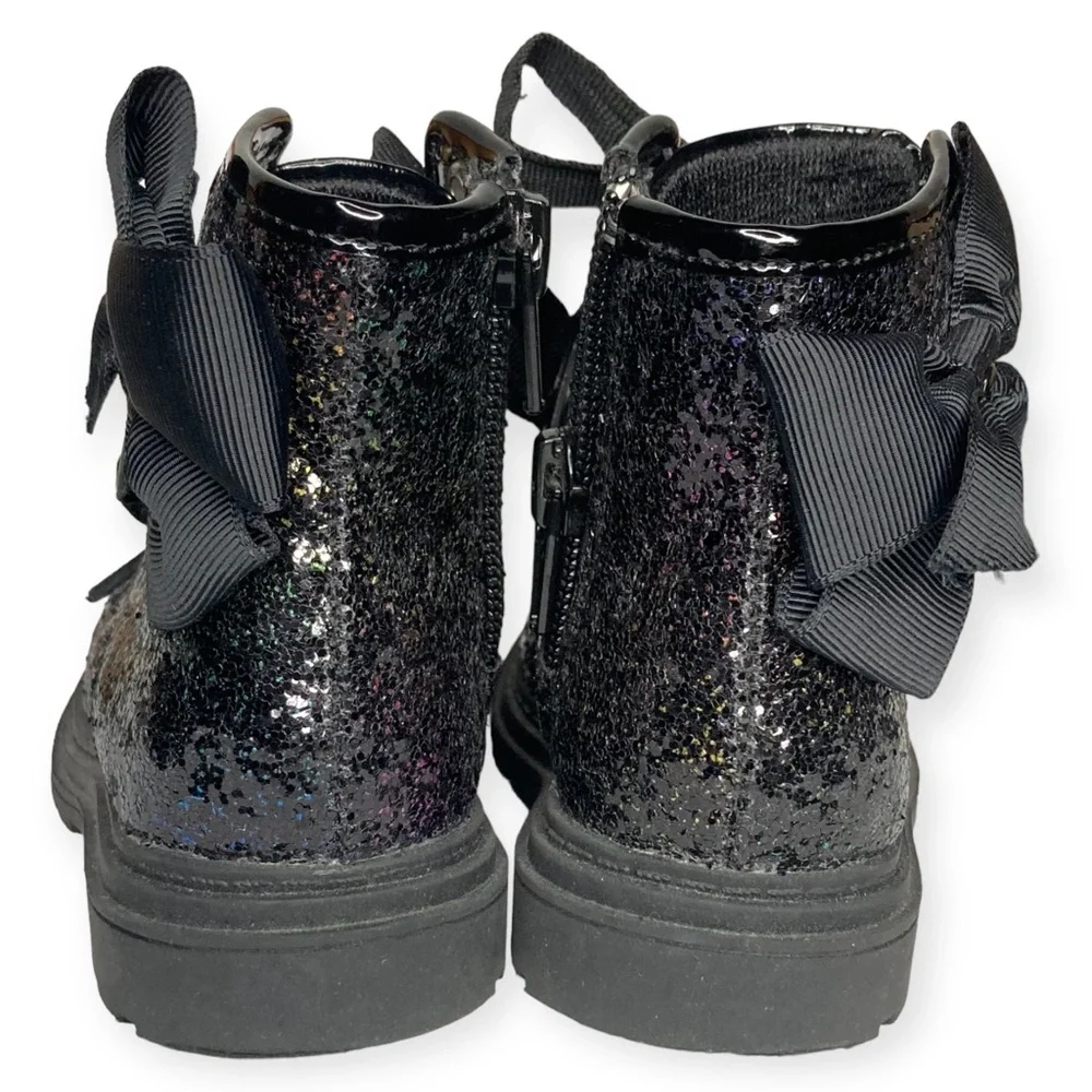 JoJo Siwa Size 5 Kids Black Rainbow Glitter Moto Combat Lace Up Boots